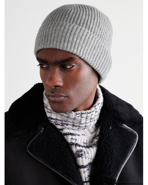 Mr P. Gray Cairn Ribbed Cashmere Beanie for men