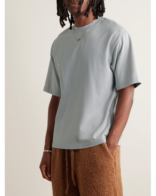 Acne Gray Extorr Logo-appliquéd Garment-dyed Cotton-jersey T-shirt for men