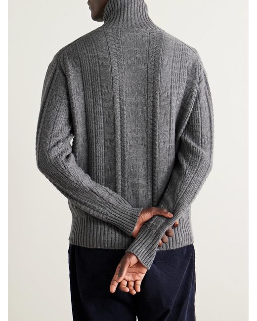 Piacenza 1733 Gray Textured Cashmere Half-zip Sweater for men