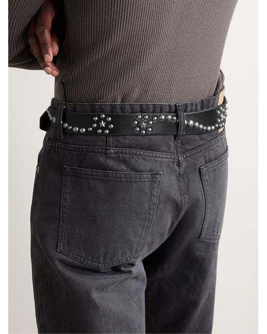Our Legacy Black 3.5Cm Star Fall Studded Leather Belt for men