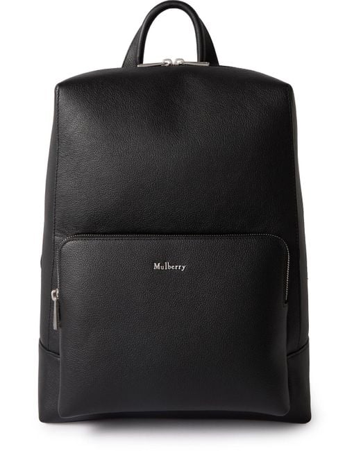 Mulberry Black Farringdon Pebble-grain Leather Backpack for men
