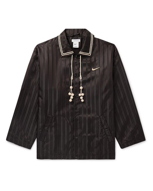 Nike Black Bode Scrimmage Embellished Logo-embroidered Striped Satin Jacket for men