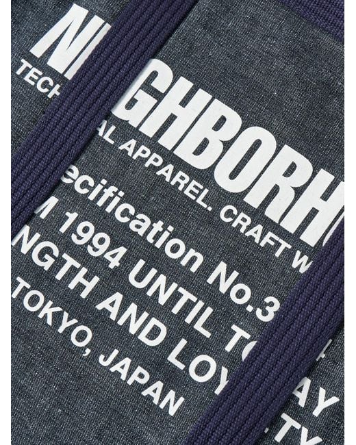 Neighborhood Blue Canvas-Trimmed Logo-Print Denim Tote Bag for men