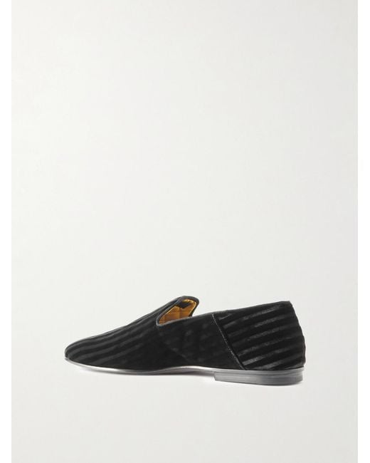 Tom Ford White Steven Striped Velvet Slippers for men