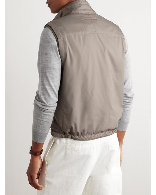 Zegna Gray Reversible Shell And Cashmere, Cotton And Silk-Blend Gilet for men