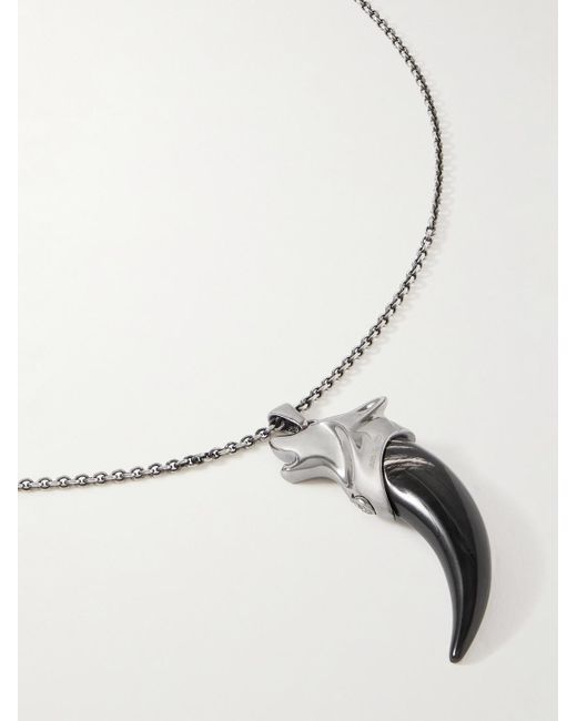 Jacques Marie Mage Metallic Yellowstone Vi Faithful Rhodium-Plated, Horn And Blackjack Pendant Necklace for men