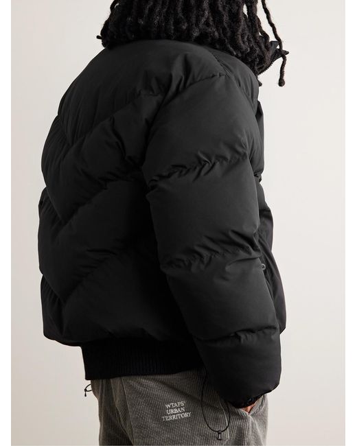 (w)taps Black Logo-Embroidered Quilted Shell Down Jacket for men