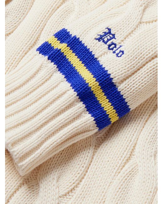 Polo Ralph Lauren White Striped Cable-knit Cotton Sweater for men