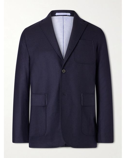 Wool-Blend Flannel Blazer di Beams Plus in Blue da Uomo