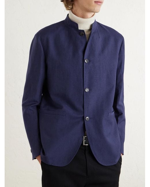 Paul Smith Blue Wool And Linen-Blend Suit Jacket for men