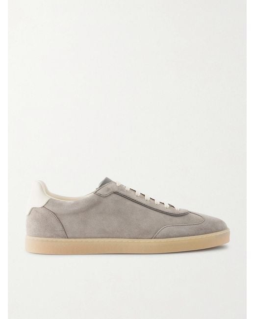 Brunello Cucinelli White Coda Di Rondine Suede Sneakers for men