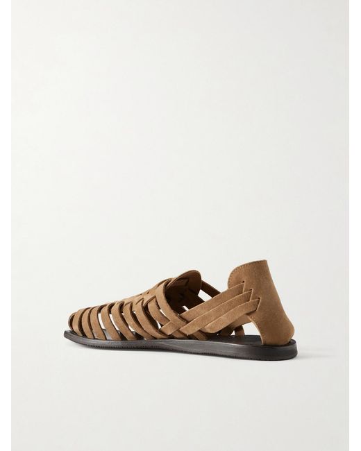 Mr P. Brown Suede Huarache Sandals for men