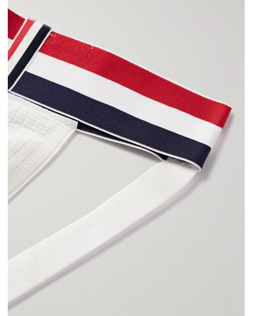Sospensorio in maglia stretch con logo applicato di Thom Browne in White da Uomo