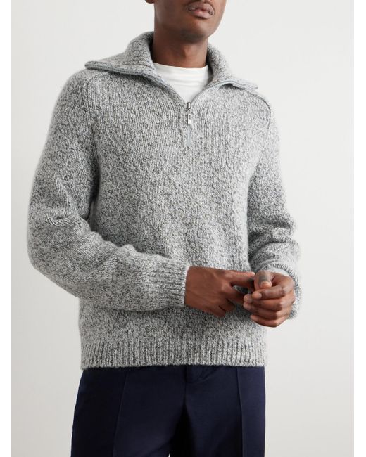 Loro Piana Gray Alpe Meggiana Cashmere Half-Zip Sweater for men