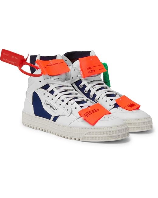Off-White c/o Virgil Abloh Low 3.0 Leather And Canvas High-top Sneakers in  White for Men | Lyst