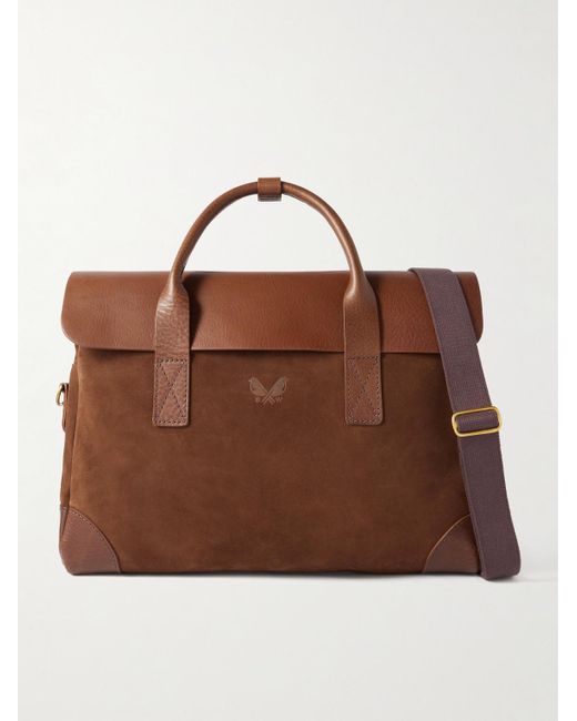 Bennett Winch Brown Suede And Leather Briefcase for men
