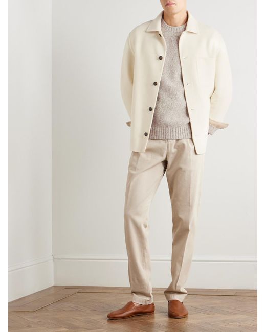 Eleventy Gerade geschnittene Hose aus einer Stretch-Baumwoll-Lyocell-Mischung mit Falten in Natural für Herren