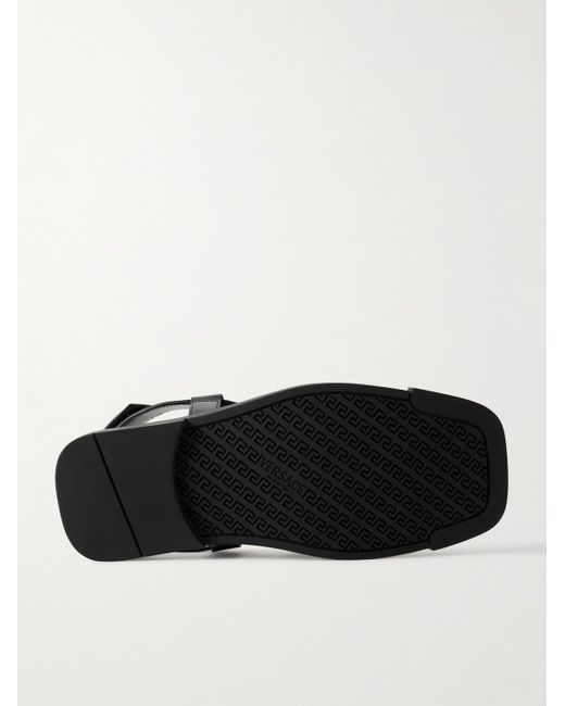 Versace Black Rubber-trimmed Embellished Leather Sandals for men
