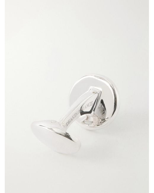 Deakin & Francis Black Enamel And Sterling Silver Cufflinks And Dress Studs Set for men
