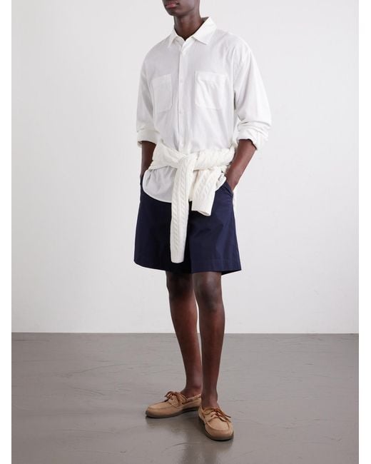 FRAME White Logo-Embroidered Cotton, Linen And Ramie-Blend Shirt for men