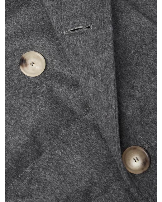 Brunello Cucinelli Black Double-breasted Shearling-trimmed Quilted Wool Down Jacket for men