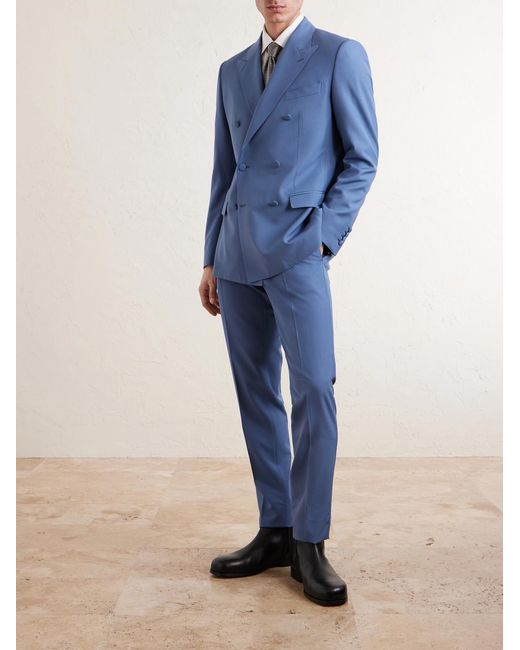 Dolce & Gabbana Blue Double-breasted Wool Blazer for men