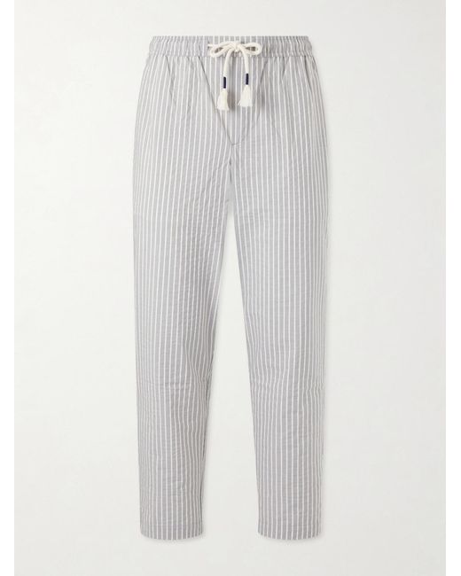 Orlebar Brown White Sonoran Straight-Leg Striped Cotton-Blend Seersucker Trousers for men