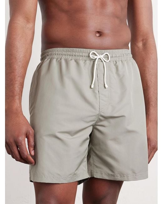 Brunello Cucinelli Gray Straight-Leg Mid-Length Logo-Embroidered Swim Shorts for men