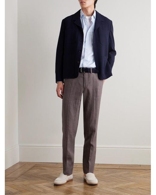Spread-Collar Checked Cotton-Poplin Shirt di Sid Mashburn in Blue da Uomo