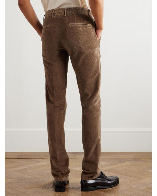 Slowear Brown Incotex Slim-fit Cotton-blend Corduroy Trousers for men