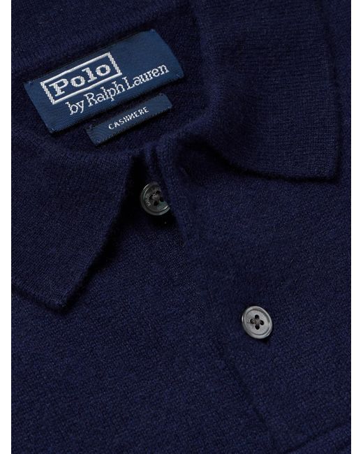 Polo Ralph Lauren Blue Logo-embroidered Cashmere Polo Shirt for men