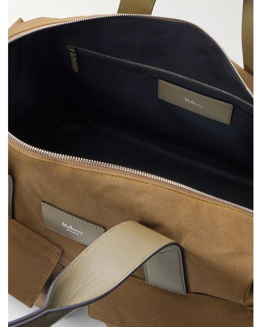 Mulberry Weekender aus gewachster Baumwolle mit Lederbesatz in Natural für Herren
