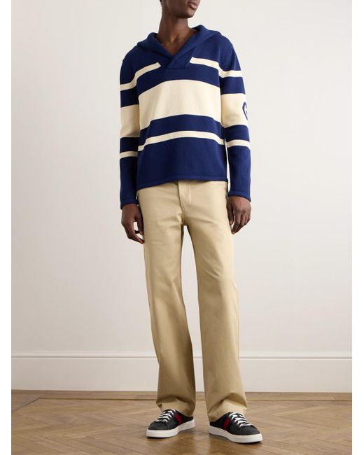 Gucci Natural Straight-leg Cotton-twill Trousers for men