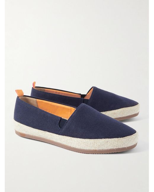 Mulo Blue Linen Espadrilles for men