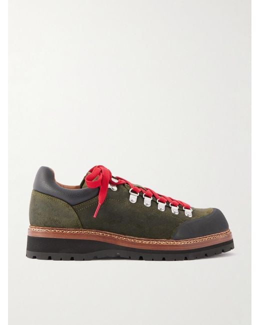 Polo Ralph Lauren Green Alpine Low Rubber And Leather-Trimmed Waxed-Suede Trail Boots for men