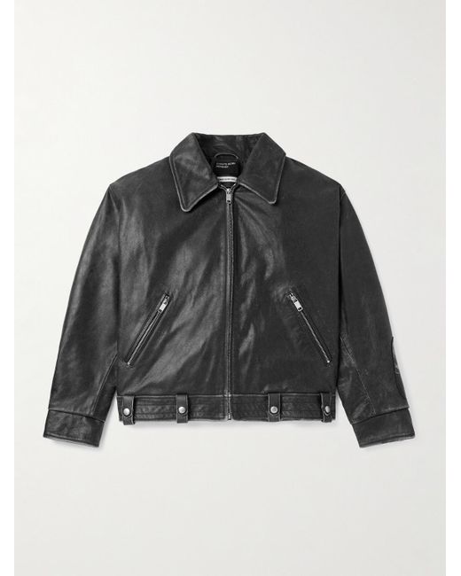 Enfants Riches Deprimes Black Pianist Distressed Leather Jacket for men