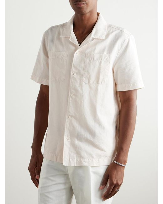 Mr P. Natural Camp-Collar Cotton And Linen-Blend Twill Shirt for men