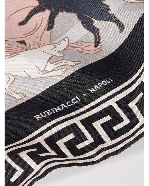 Rubinacci Black Apollo And Artemis Printed Silk-Satin Scarf for men