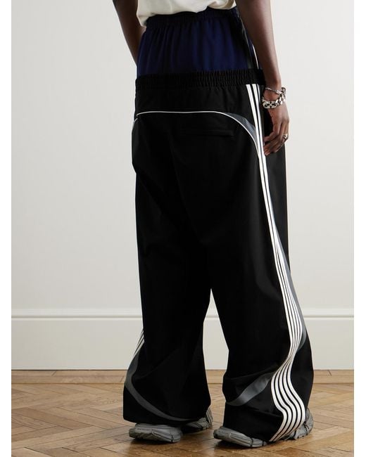 Balenciaga Blue Wide-Leg Layered Striped Tech-Jersey And Shell Track Pants for men