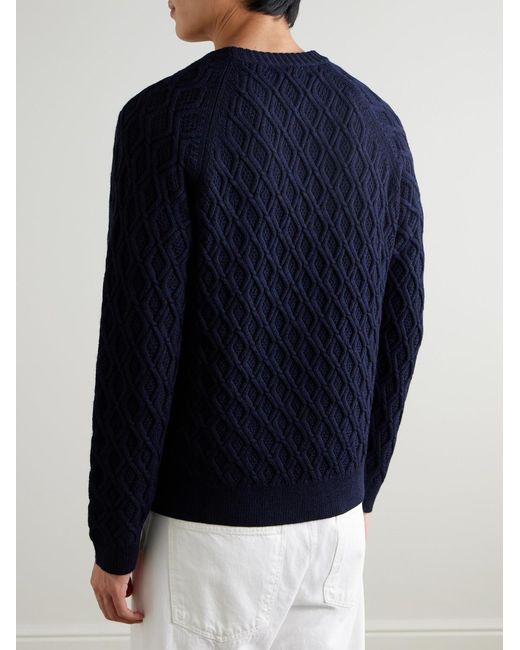 Cable-Knit Merino Wool Sweater di Mr P. in Blue da Uomo