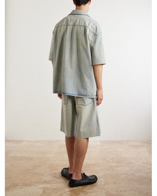 Loewe Blue Camp-Collar Denim Shirt for men