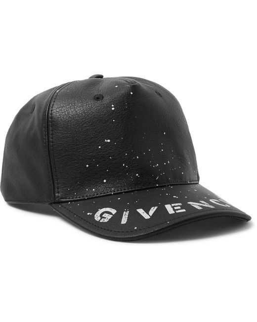 Givenchy Black Leather Logo Baseball Cap for men