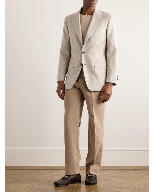 Blazer slim-fit destrutturato in cashmere a quadri di Thom Sweeney in Natural da Uomo