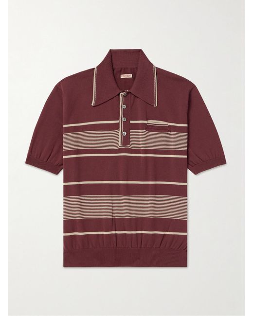 Kapital Red Carol Striped Cotton-blend Polo Shirt for men