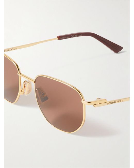 Bottega Veneta Metallic Round-frame Gold-tone Sunglasses for men