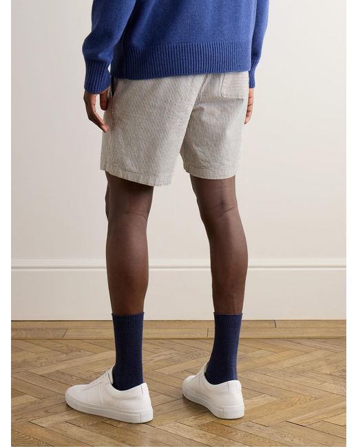 Mr P. Gray Slim-Fit Straight-Leg Striped Cotton Bermuda Shorts for men