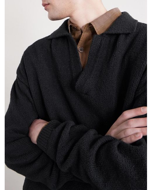 A Kind Of Guise Blue Marabou Knitted Organic Cotton Polo Shirt for men