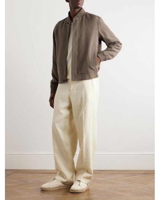 Zegna Brown Silk And Linen-blend Bomber Jacket for men