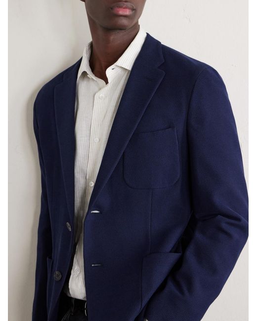 Slowear Blue Cotton-Hopsack Blazer for men