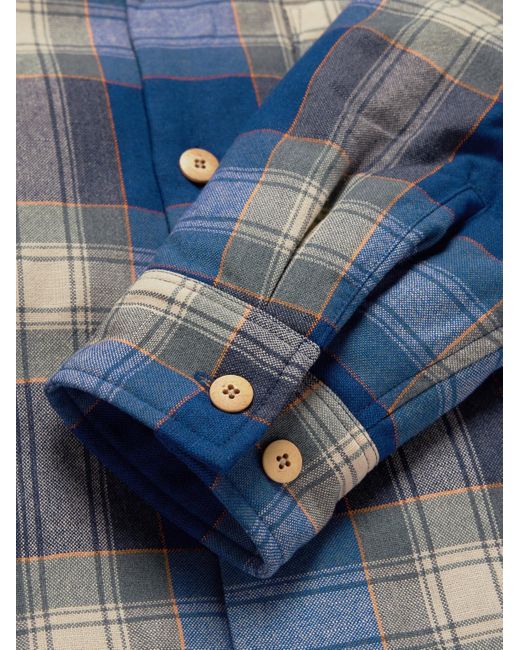 Visvim Blue Keesey Checked Wool And Linen-blend Flannel Down Jacket for men